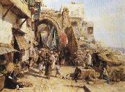 Gustav Bauernfeind Jaffa Street Scene. china oil painting artist